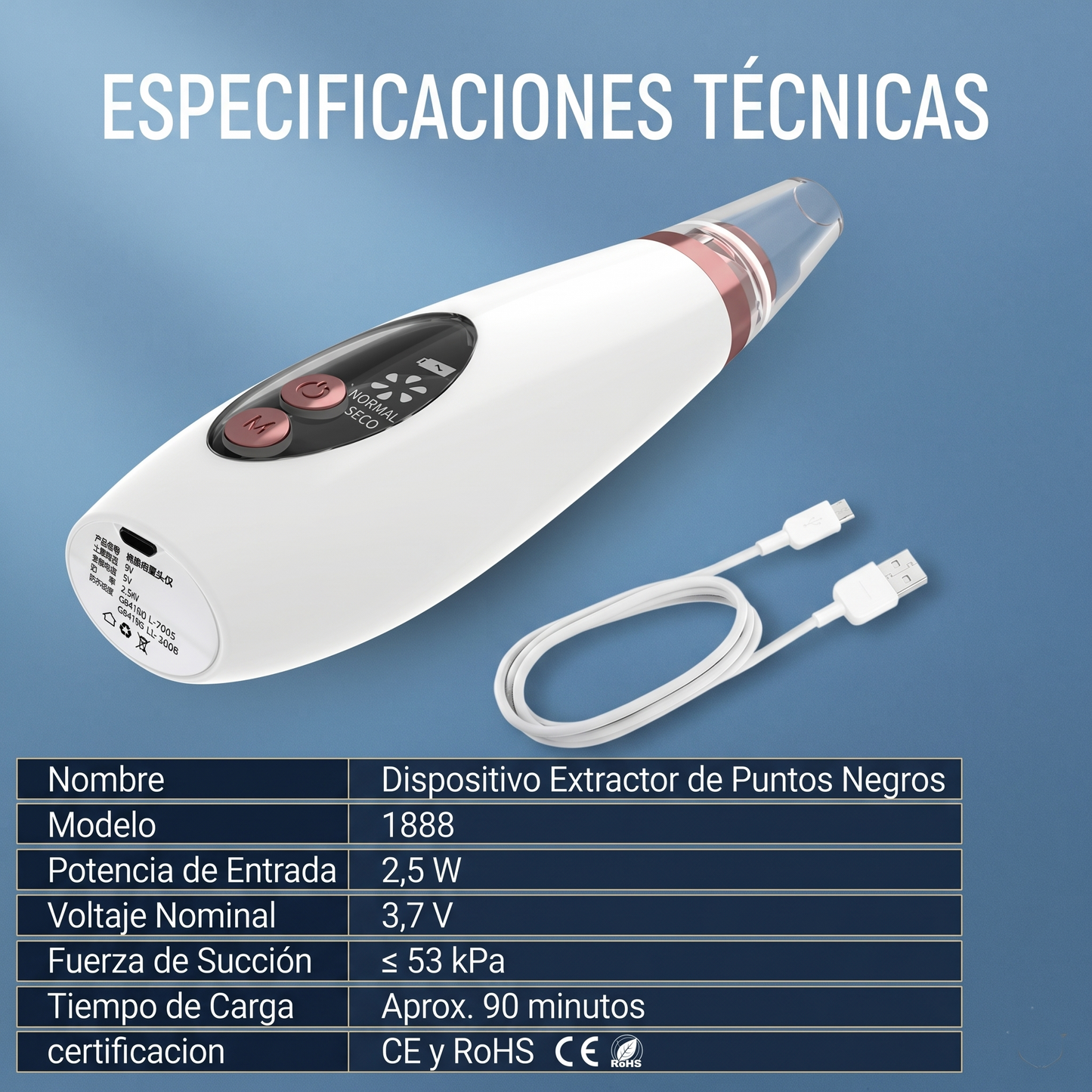 Aspirador de poros y puntos negros nariz